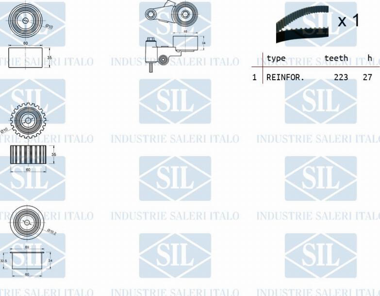 Saleri SIL TK1313 - Комплект ангренажен ремък vvparts.bg