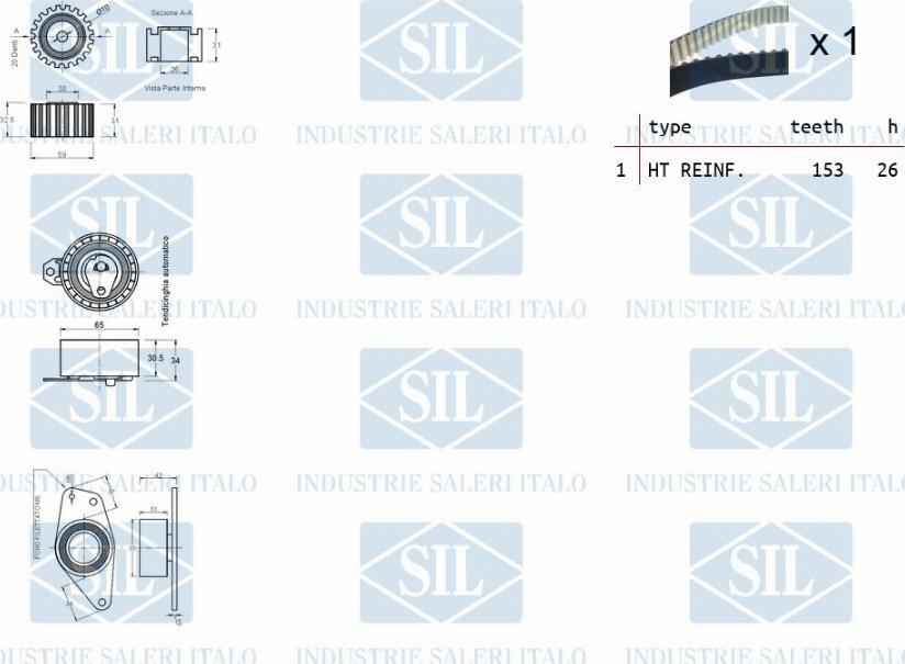 Saleri SIL TK1382 - Комплект ангренажен ремък vvparts.bg