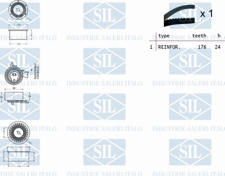 Saleri SIL TK1248 - Комплект ангренажен ремък vvparts.bg