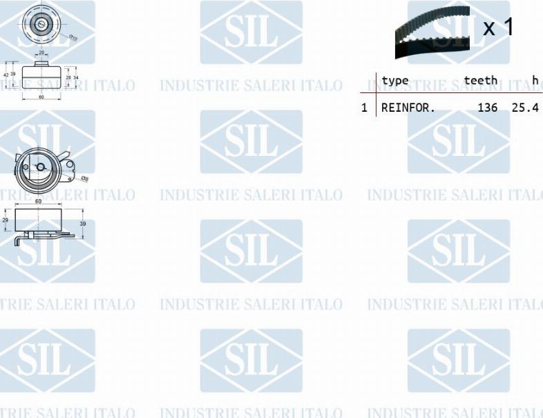 Saleri SIL TK1256 - Комплект ангренажен ремък vvparts.bg