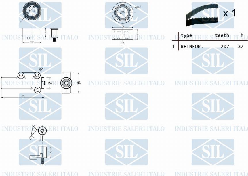 Saleri SIL TK1284 - Комплект ангренажен ремък vvparts.bg