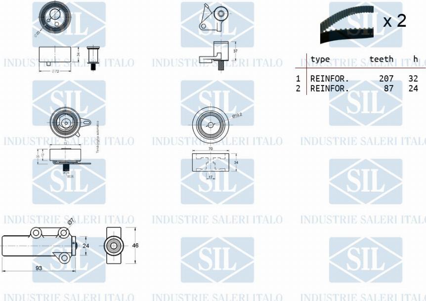 Saleri SIL TK1285 - Комплект ангренажен ремък vvparts.bg