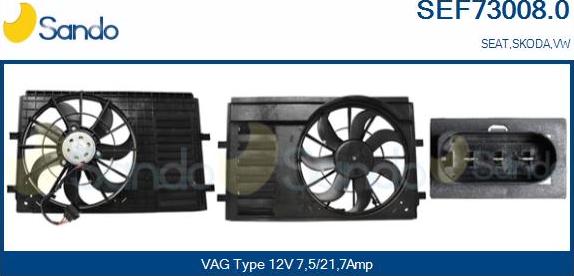 Sando SEF73008.0 - Електромотор, вентилатор на радиатора vvparts.bg