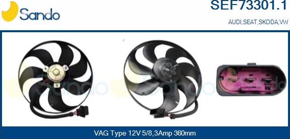 Sando SEF73301.1 - Вентилатор, охлаждане на двигателя vvparts.bg