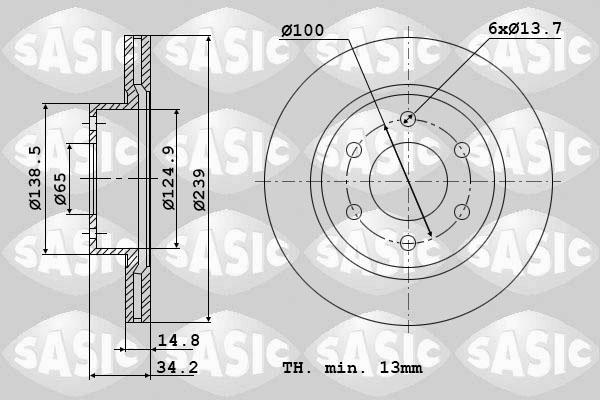 Sasic 9004901J - Спирачен диск vvparts.bg