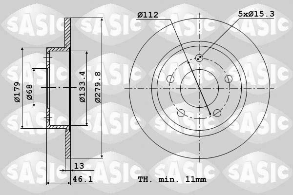 Sasic 9004495J - Спирачен диск vvparts.bg