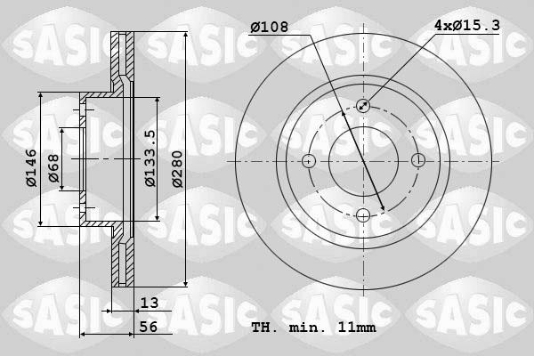 Sasic 9004492J - Спирачен диск vvparts.bg