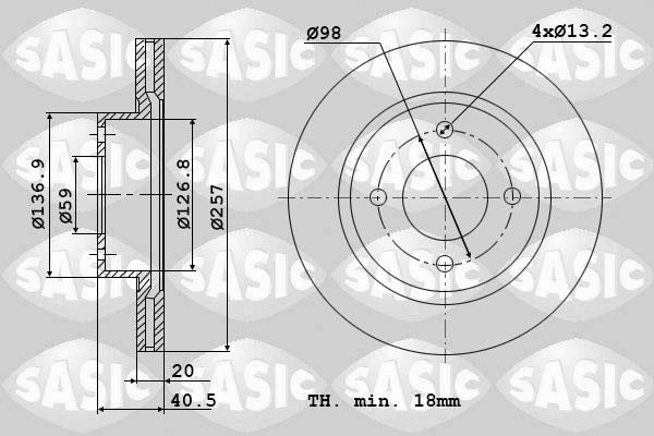 Sasic 9004455J - Спирачен диск vvparts.bg