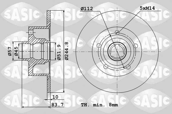 Sasic 9004509J - Спирачен диск vvparts.bg