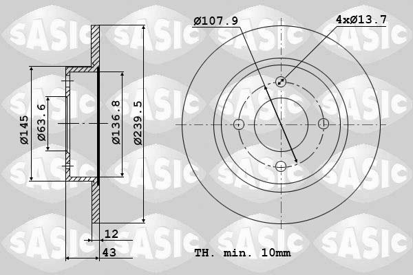 Sasic 9004515J - Спирачен диск vvparts.bg