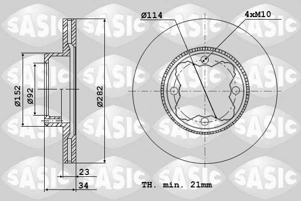 Sasic 9004536J - Спирачен диск vvparts.bg