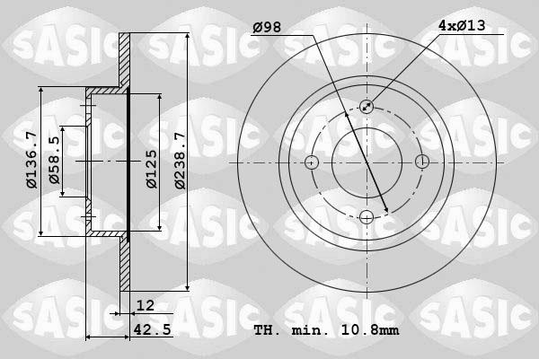 Sasic 9004530J - Спирачен диск vvparts.bg