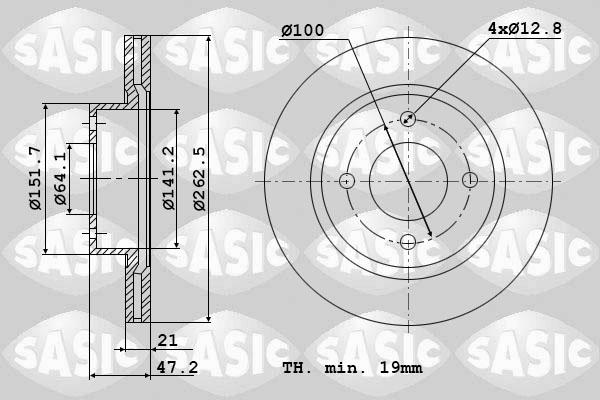 Sasic 9004533J - Спирачен диск vvparts.bg