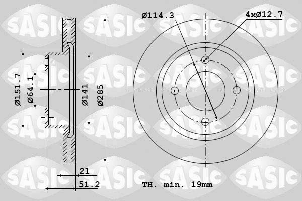 Sasic 9004526J - Спирачен диск vvparts.bg