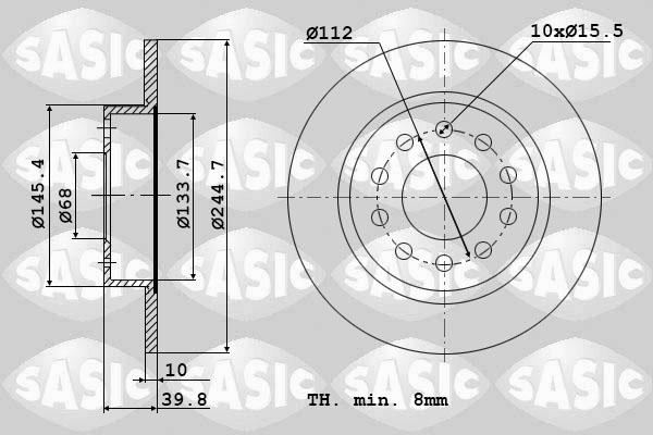 Sasic 9004803J - Спирачен диск vvparts.bg