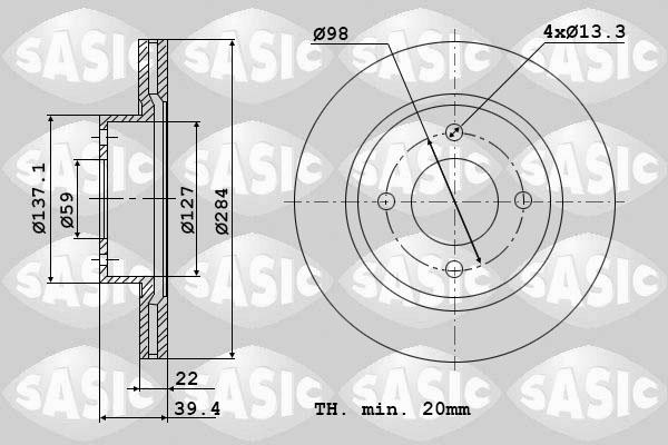 Sasic 9004815J - Спирачен диск vvparts.bg