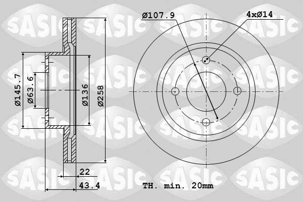 Sasic 9004817J - Спирачен диск vvparts.bg