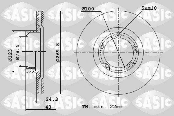 Sasic 9004821J - Спирачен диск vvparts.bg