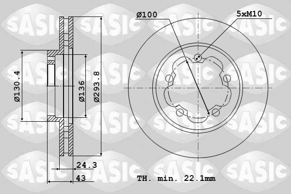Sasic 9004827J - Спирачен диск vvparts.bg