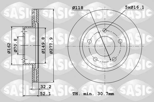 Sasic 9004875J - Спирачен диск vvparts.bg