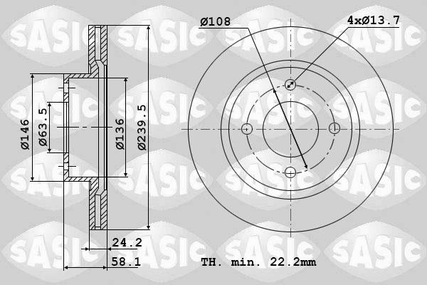 Sasic 9004306J - Спирачен диск vvparts.bg