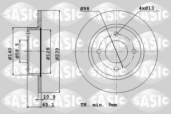 Sasic 9004313J - Спирачен диск vvparts.bg