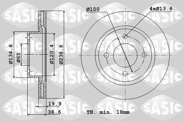 Sasic 9004219J - Спирачен диск vvparts.bg