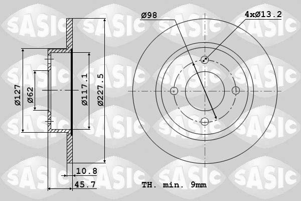 Sasic 9004220J - Спирачен диск vvparts.bg