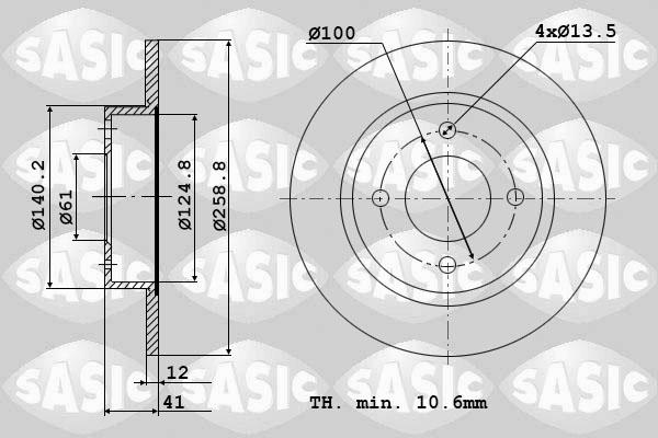 Sasic 6104001 - Спирачен диск vvparts.bg