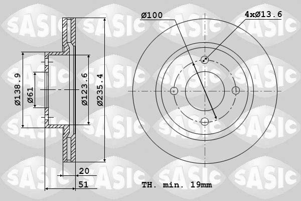 Sasic 6104002 - Спирачен диск vvparts.bg