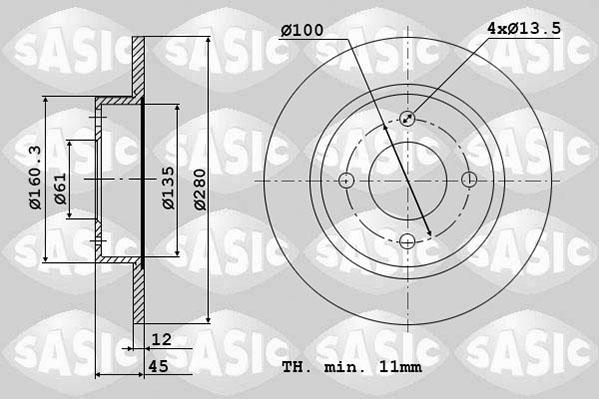 Sasic 6104016 - Спирачен диск vvparts.bg