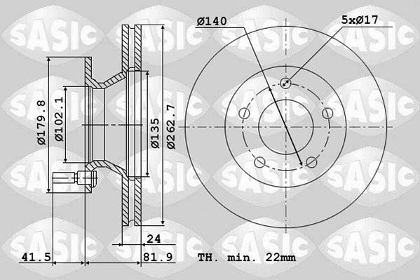 Sasic 6106097 - Спирачен диск vvparts.bg