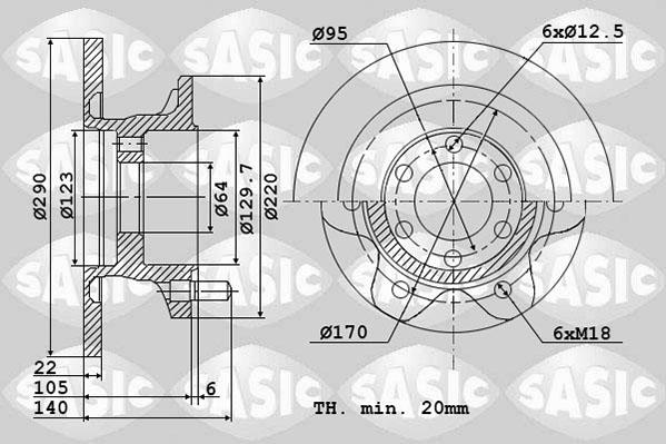 Sasic 6106072 - Спирачен диск vvparts.bg