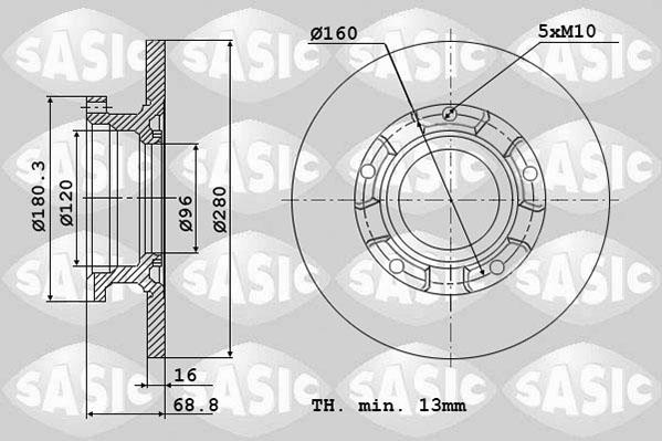 Sasic 6106145 - Спирачен диск vvparts.bg