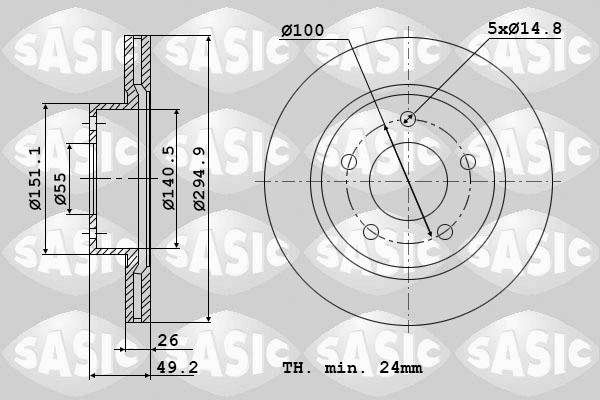 Sasic 6106124 - Спирачен диск vvparts.bg