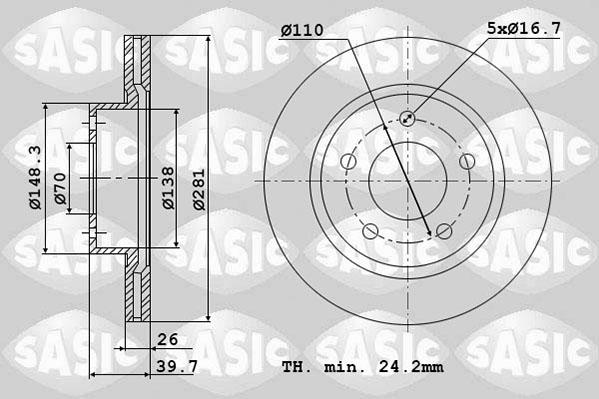 Sasic 6106175 - Спирачен диск vvparts.bg