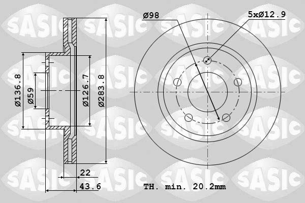 Sasic 6106358 - Спирачен диск vvparts.bg