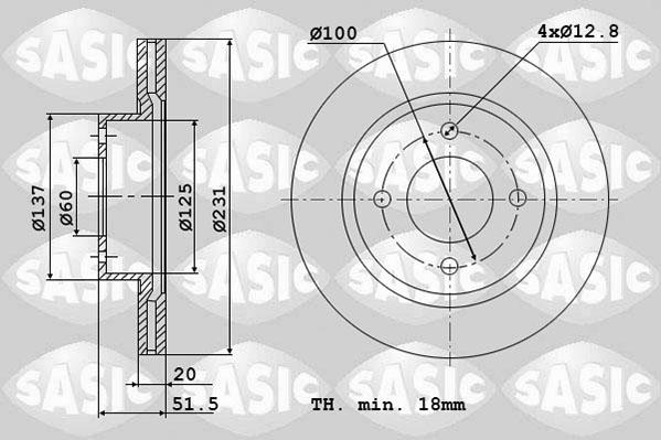 Sasic 6106318 - Спирачен диск vvparts.bg