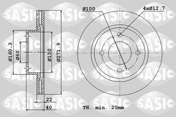 Sasic 6106262 - Спирачен диск vvparts.bg