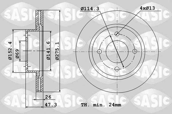 Sasic 6106234 - Спирачен диск vvparts.bg