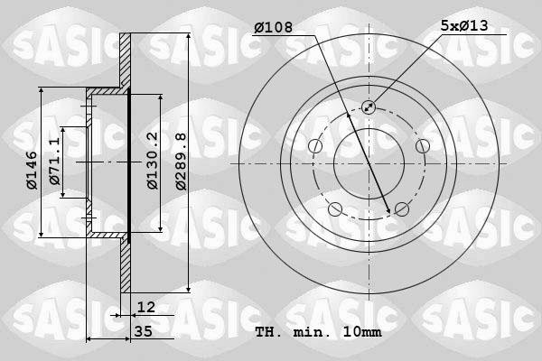 Sasic 6100001 - Спирачен диск vvparts.bg