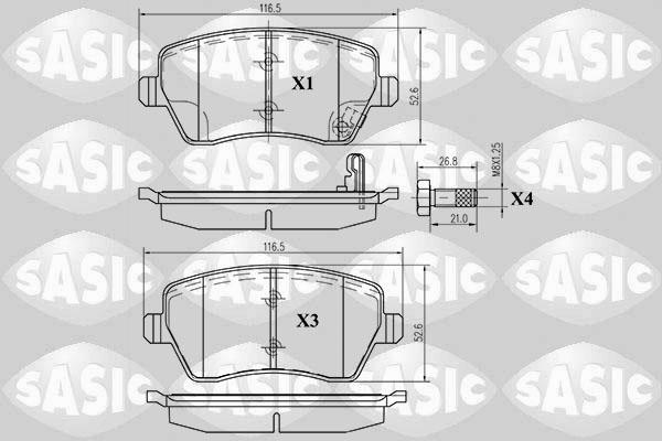 Sasic 6214011 - Комплект спирачно феродо, дискови спирачки vvparts.bg