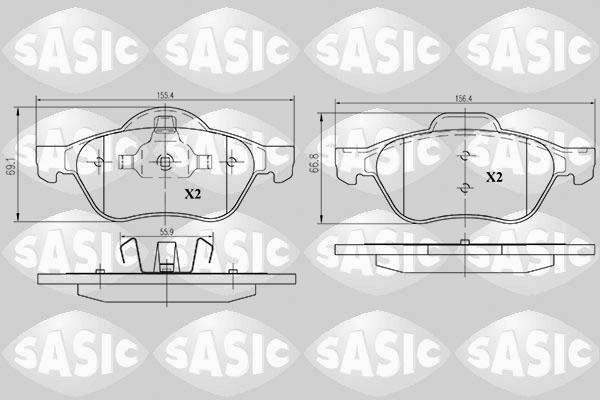 Sasic 6214018 - Комплект спирачно феродо, дискови спирачки vvparts.bg