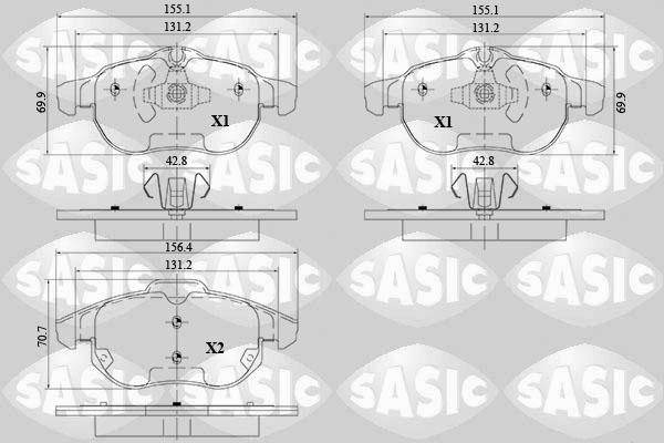 Sasic 6216095 - Комплект спирачно феродо, дискови спирачки vvparts.bg