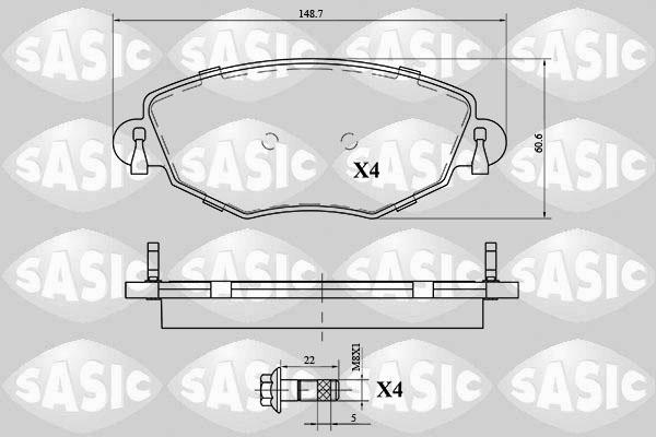 Sasic 6216059 - Комплект спирачно феродо, дискови спирачки vvparts.bg