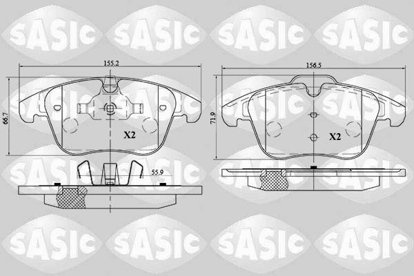Sasic 6216055 - Комплект спирачно феродо, дискови спирачки vvparts.bg