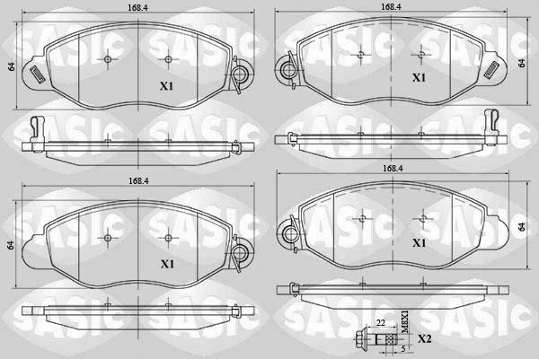 Sasic 6216058 - Комплект спирачно феродо, дискови спирачки vvparts.bg