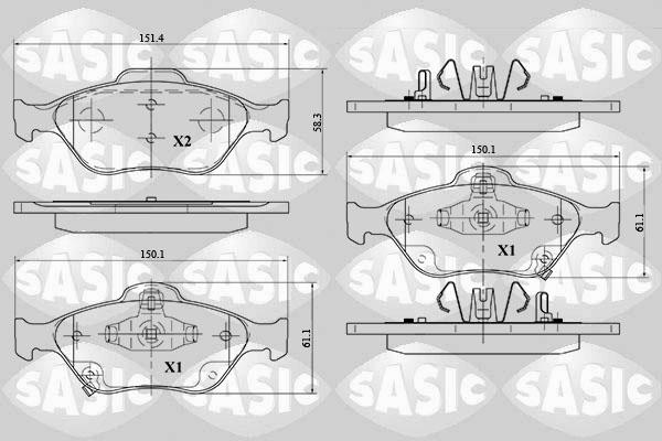 Sasic 6216015 - Комплект спирачно феродо, дискови спирачки vvparts.bg