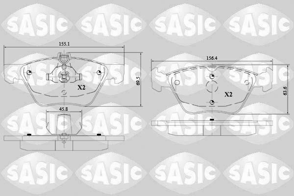Sasic 6216149 - Комплект спирачно феродо, дискови спирачки vvparts.bg