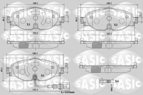 Sasic 6216154 - Комплект спирачно феродо, дискови спирачки vvparts.bg